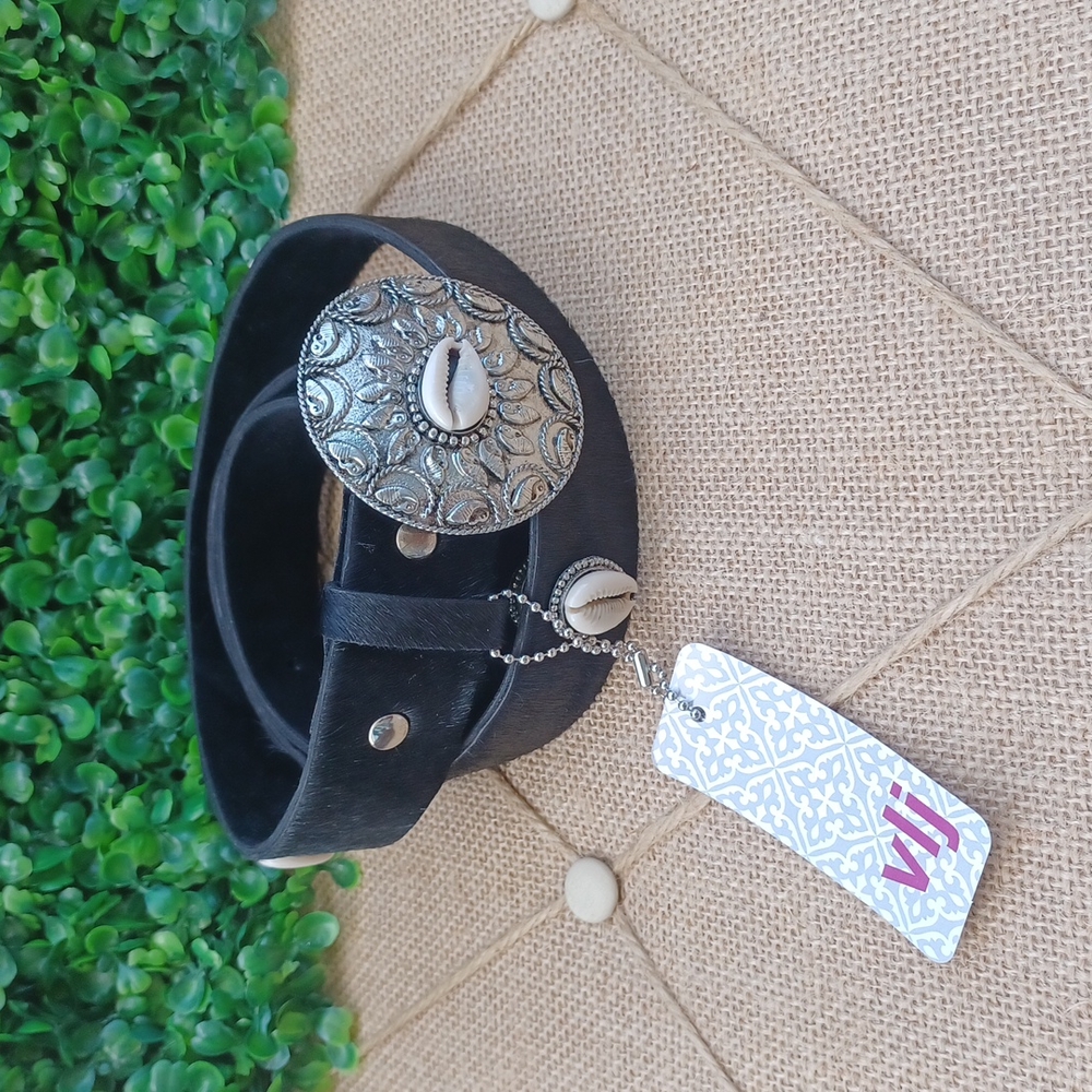 Shell leather belt